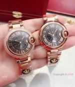 Japan Grade Cartier Ballon Bleu de Rose Gold Men Watch New Black face